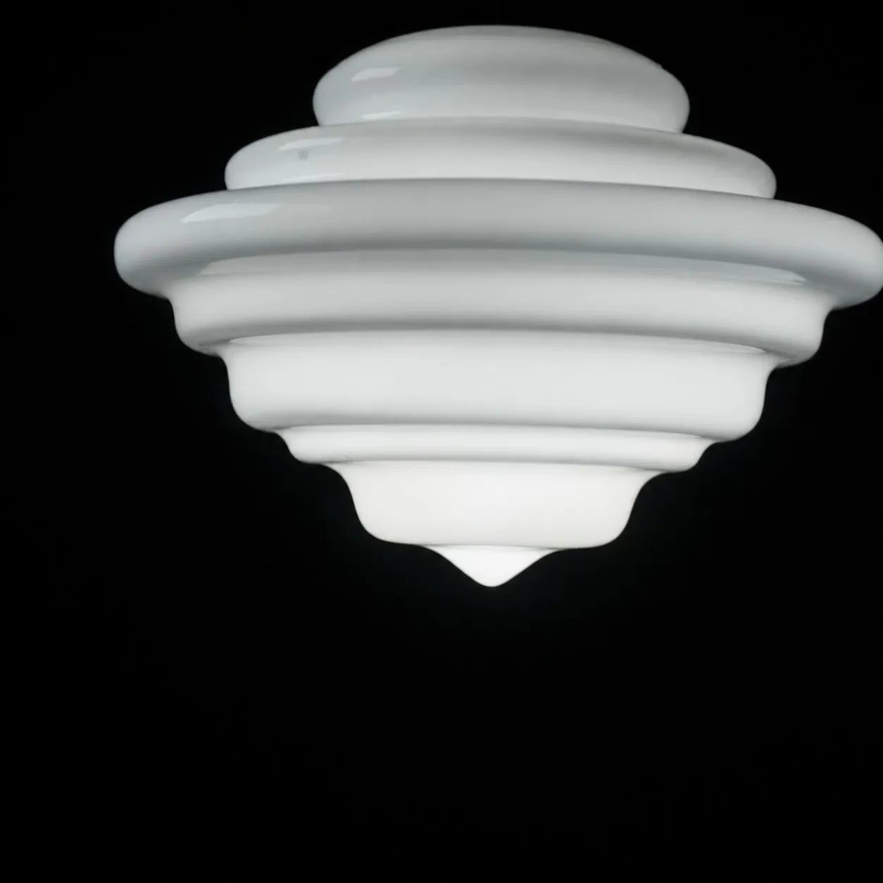 White glass pendant light shade detail
