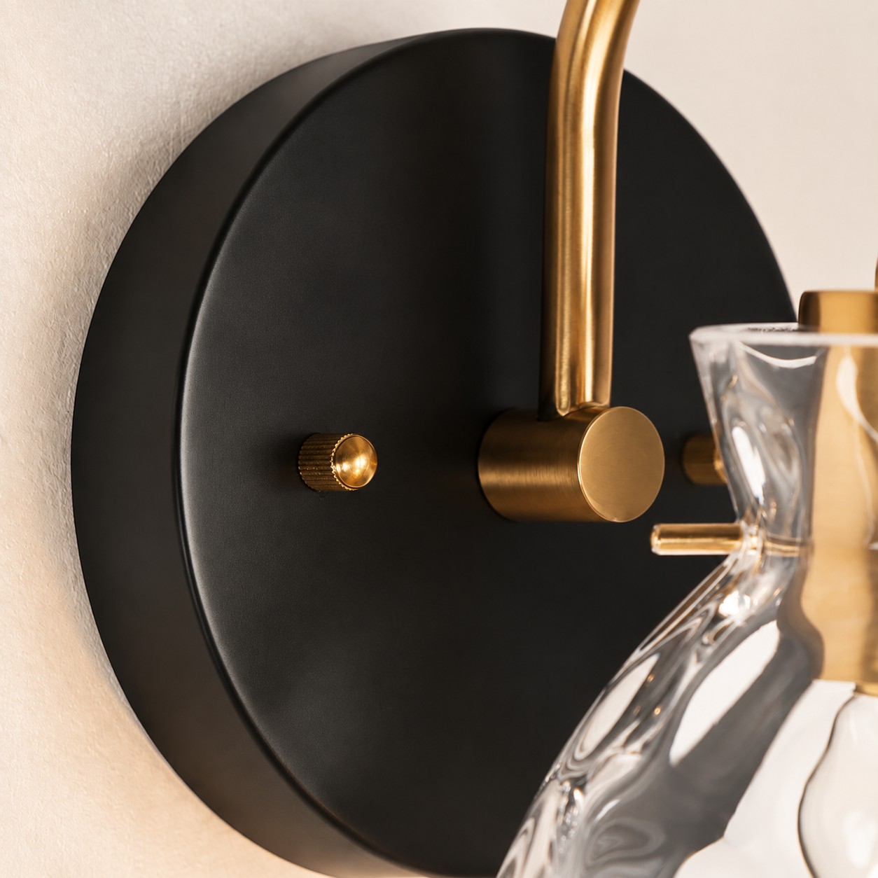 Glass Armed Wall Sconce: Brass Textured Clear — A natural perspective