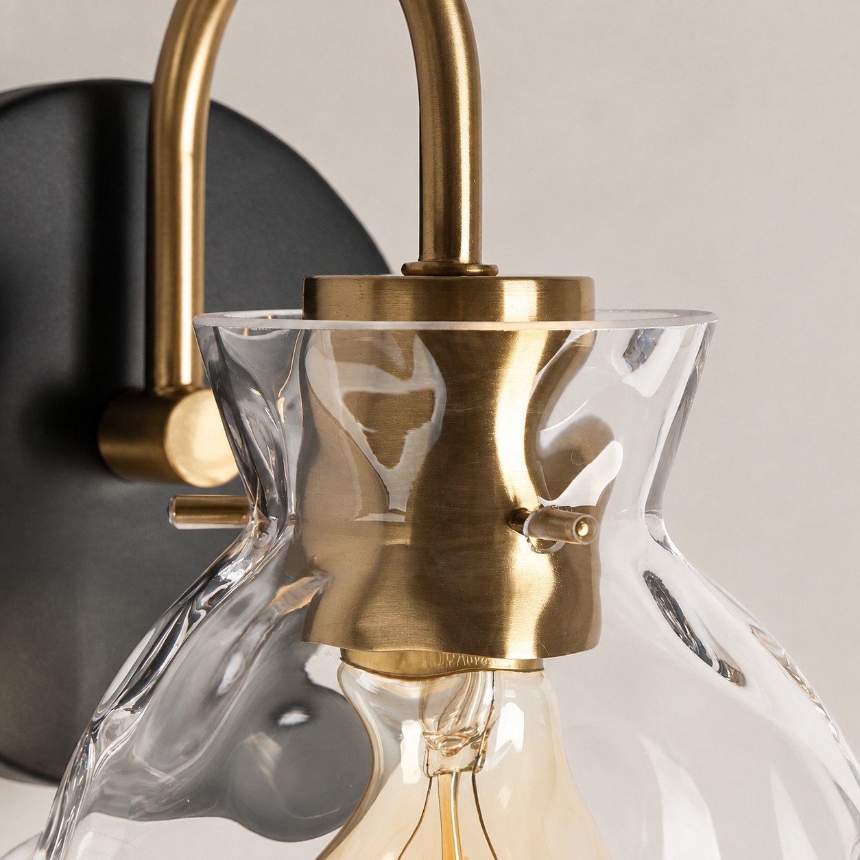 Glass Armed Wall Sconce: Brass Textured Clear — A natural perspective