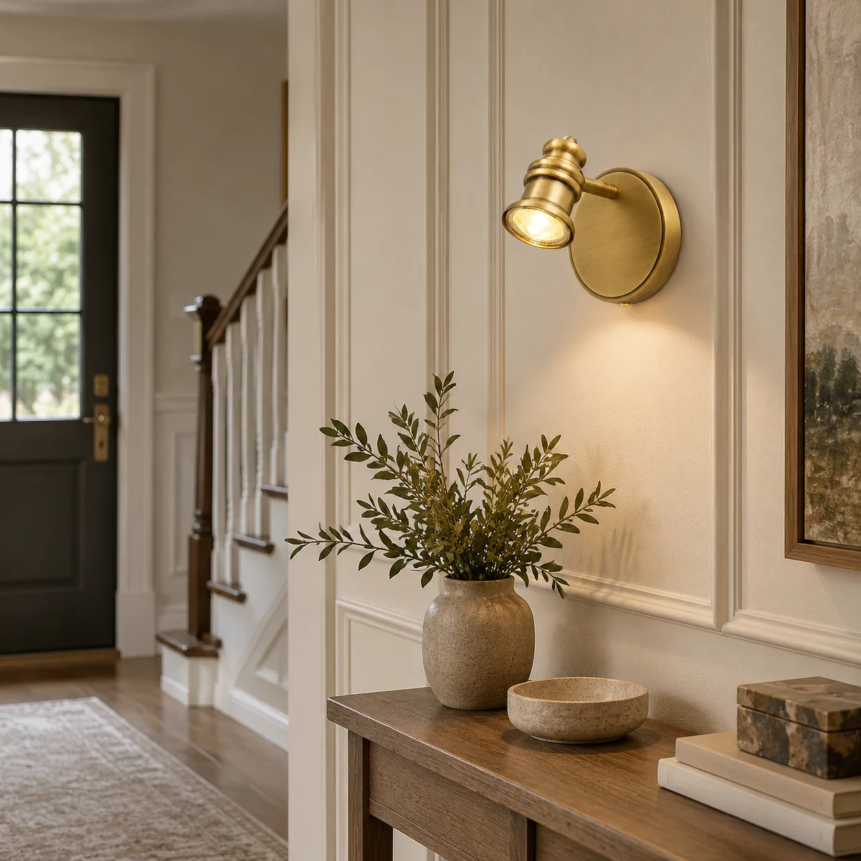 Aurelia Adjustable Natural Brass Wall Light | Sculpted Heads — A natural perspective - New2609-1024417 interior scene