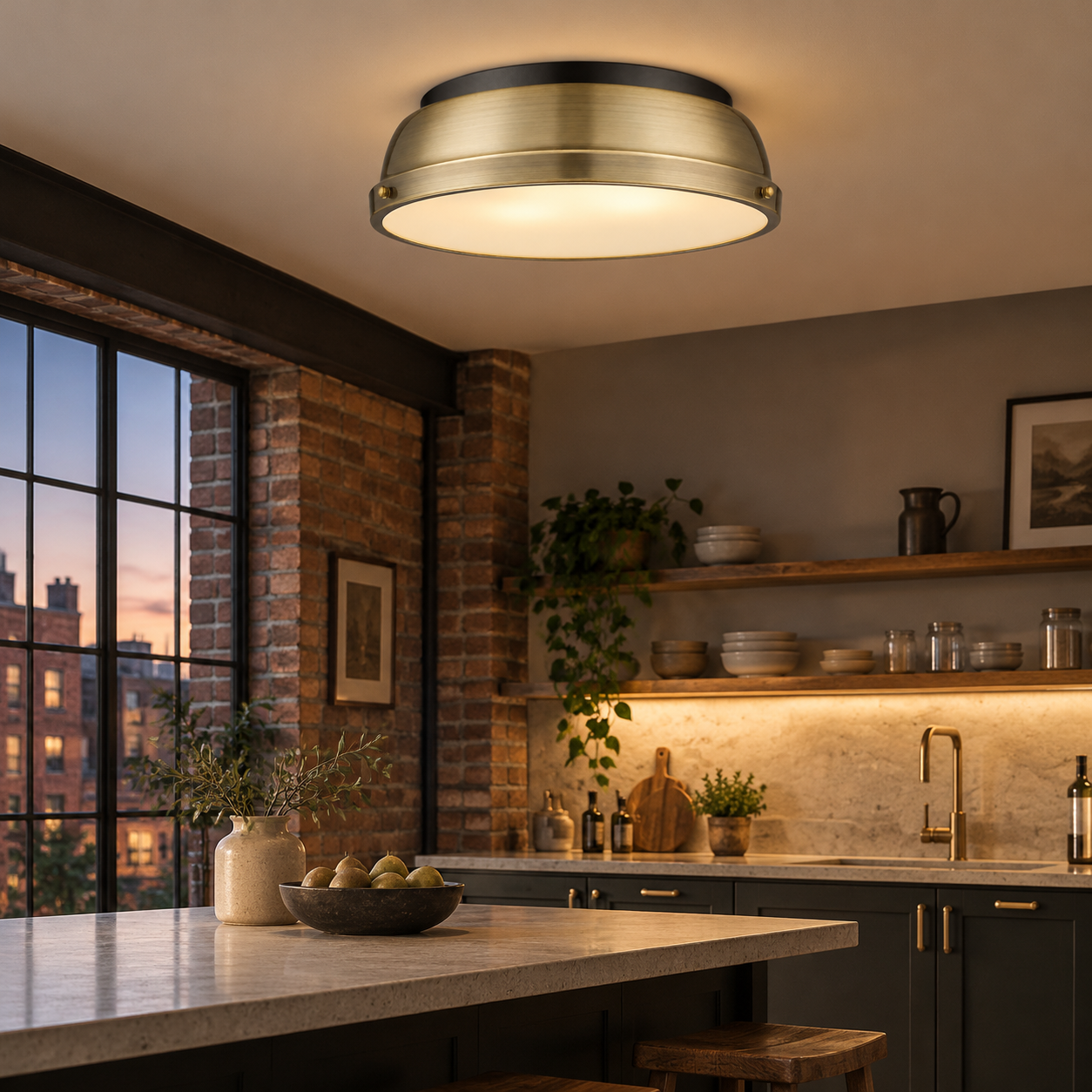 Frosted Diffuser — Textured Dome Ceiling Light — A natural perspective - New2609-1024482 interior scene