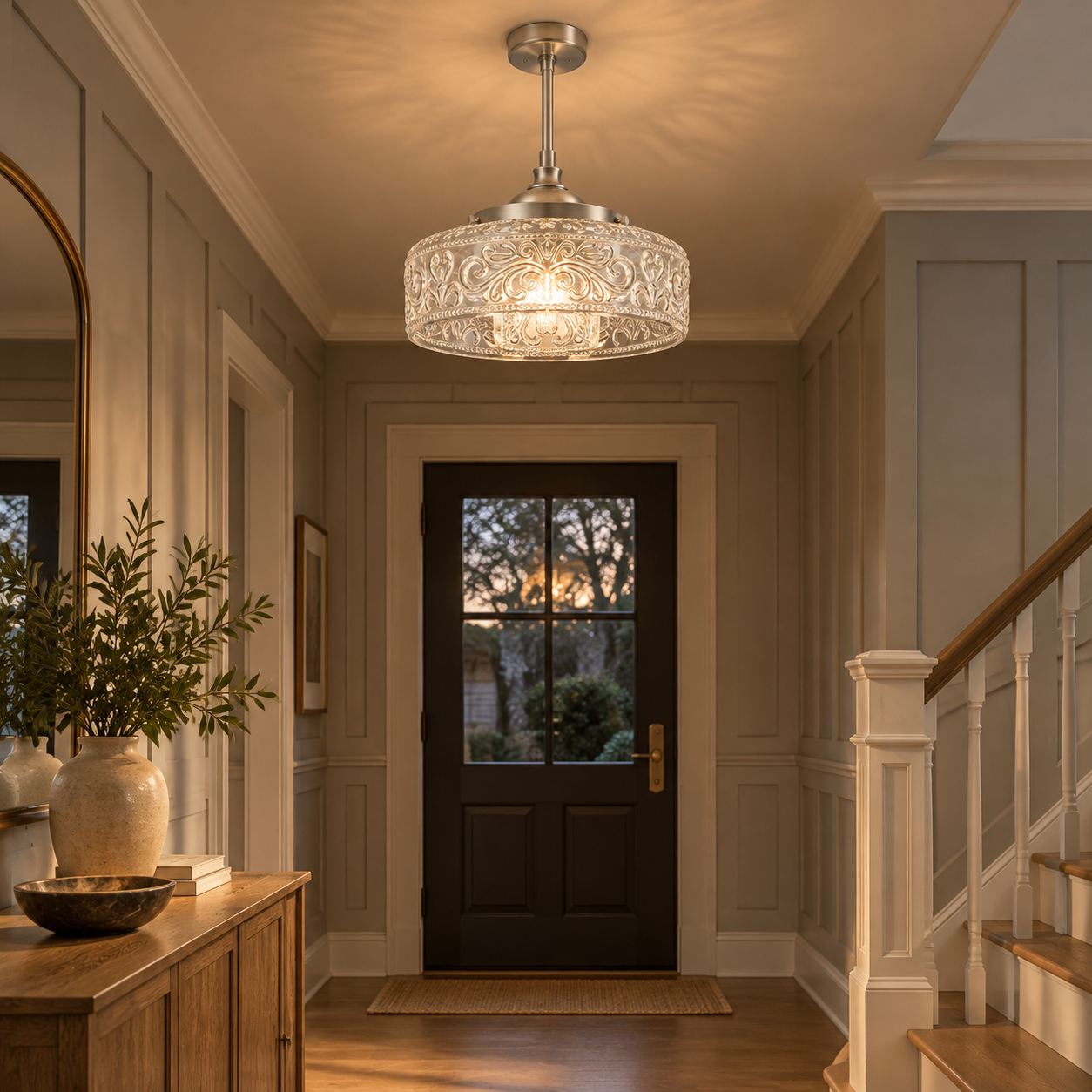 Adjustable Pendant: Decorative Patterned Glass — A natural perspective - New2609-1024541 interior scene