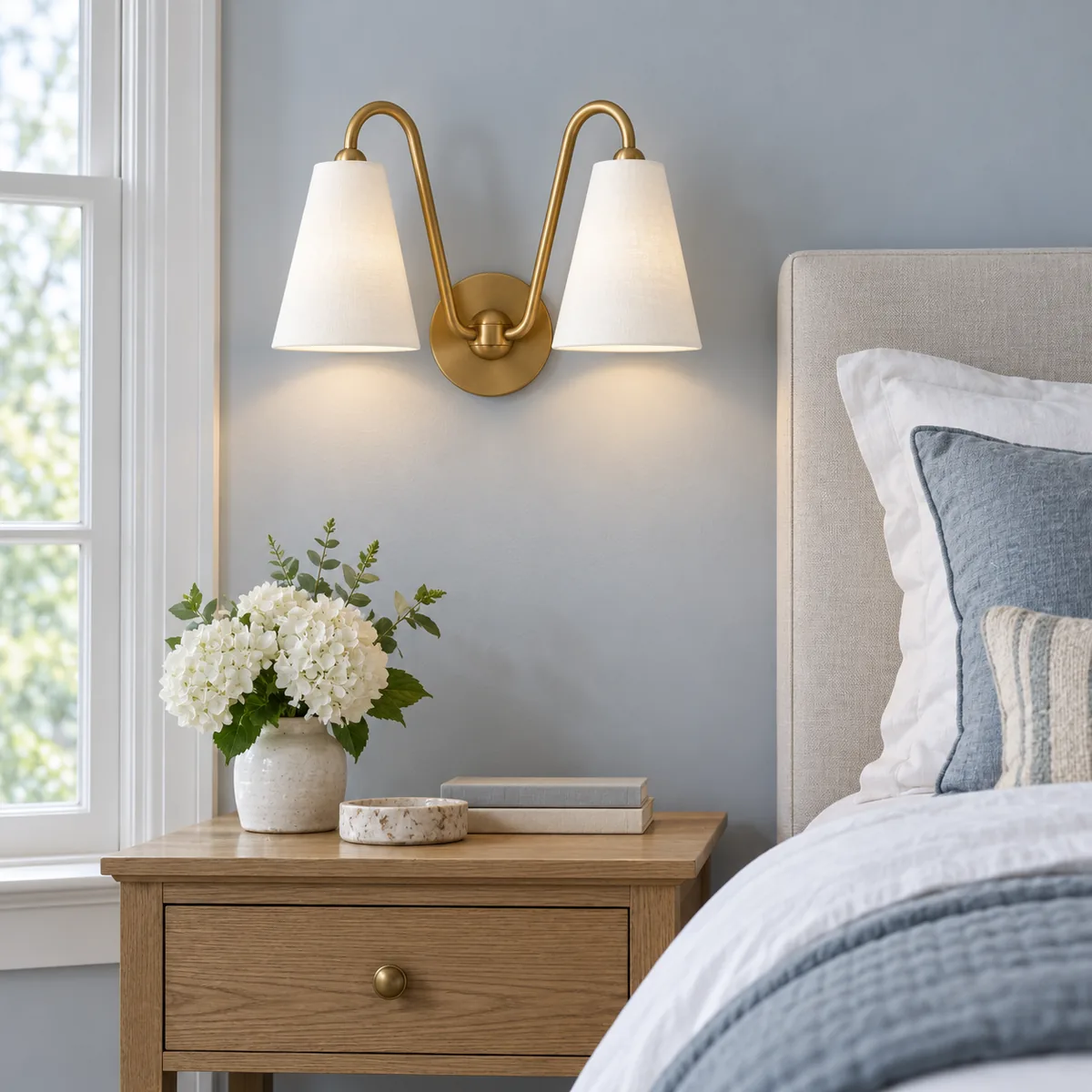 A Quiet Double-Cone Wall Sconce