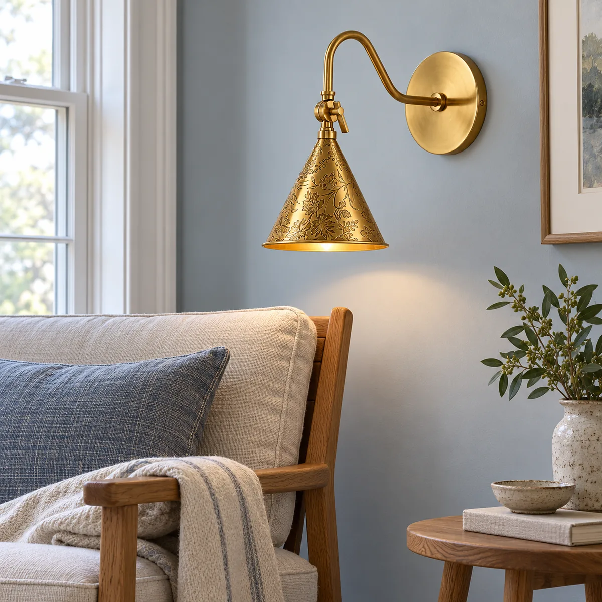 A Quiet Floral Cone for the Wall