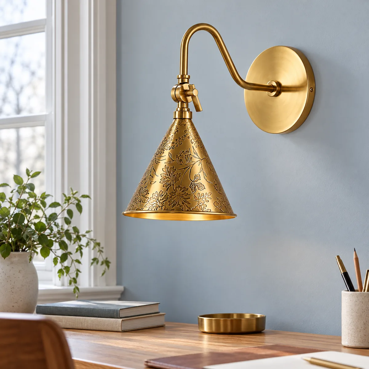 A Quiet Floral Cone for the Wall