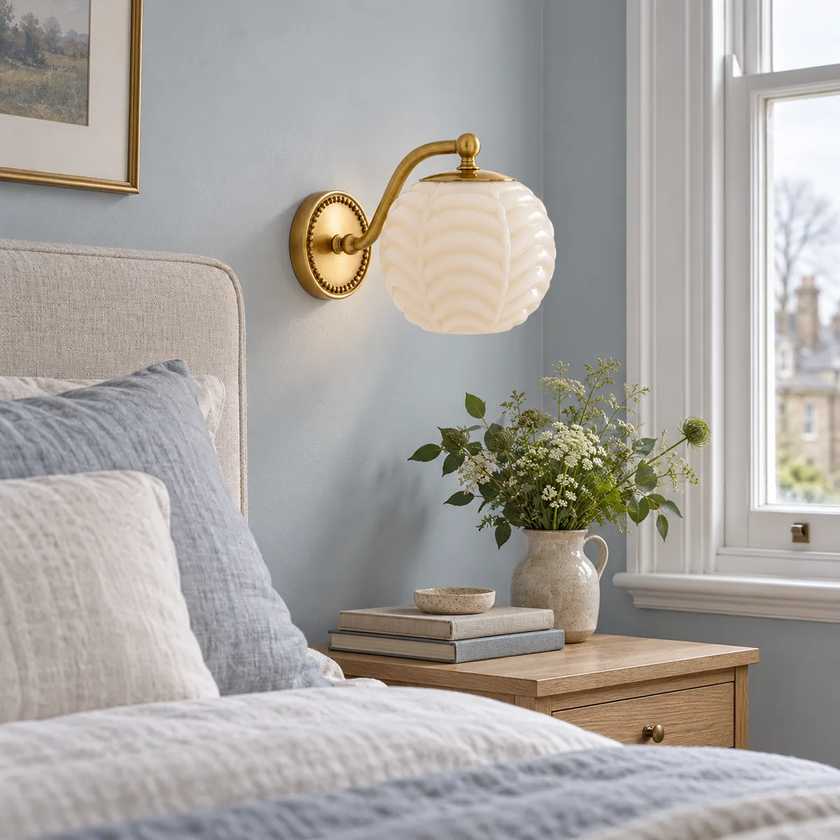 A Calm Wall Lamp in Ribbed Milk Glass