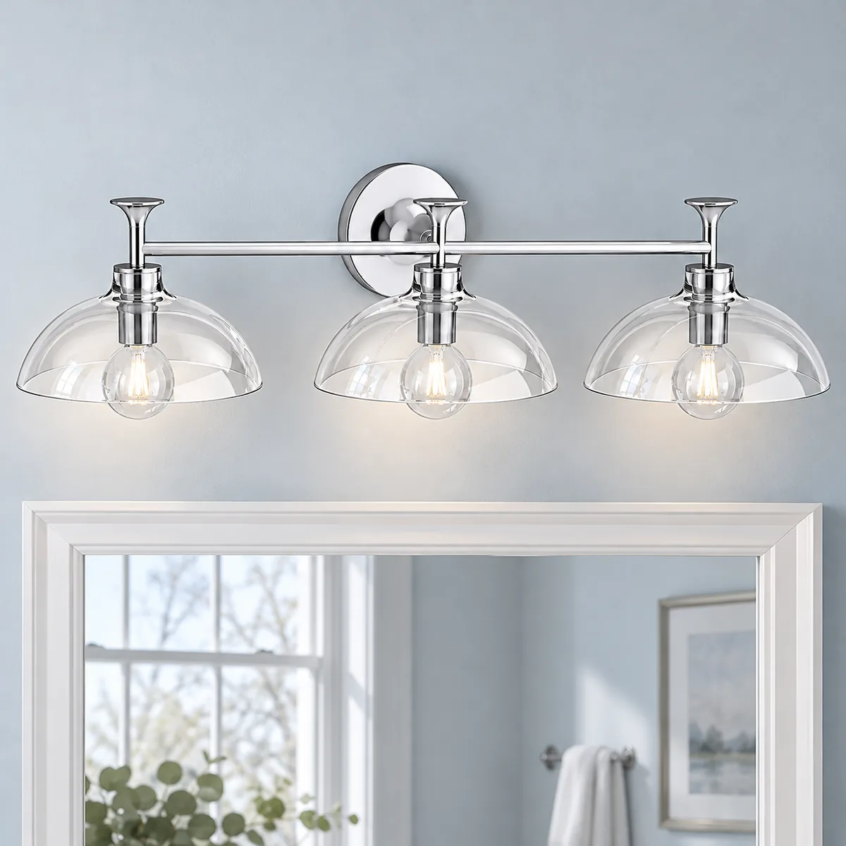A Quiet Vanity Bar with Glass Domes