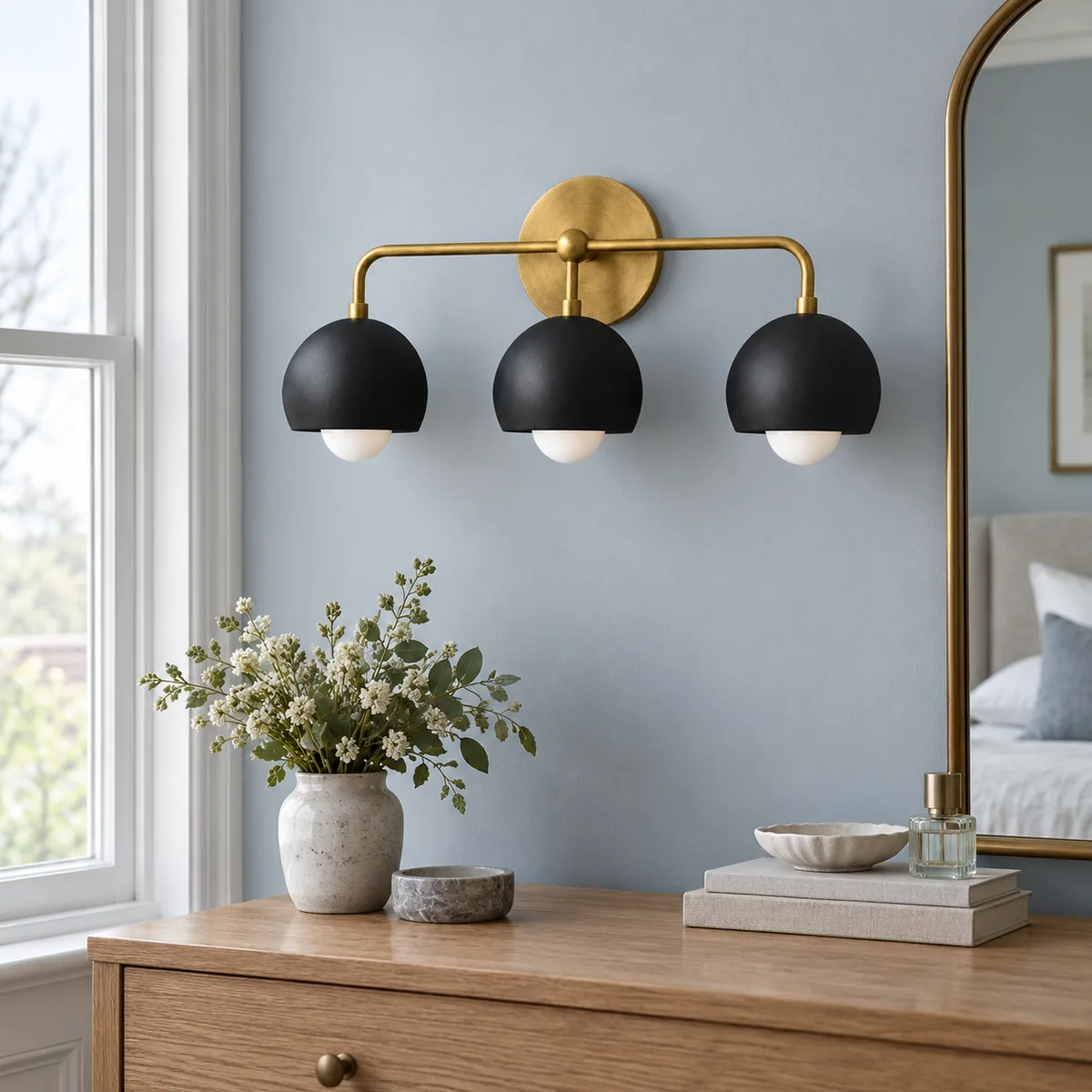 A Quiet Three-Shade Bar for the Mirror