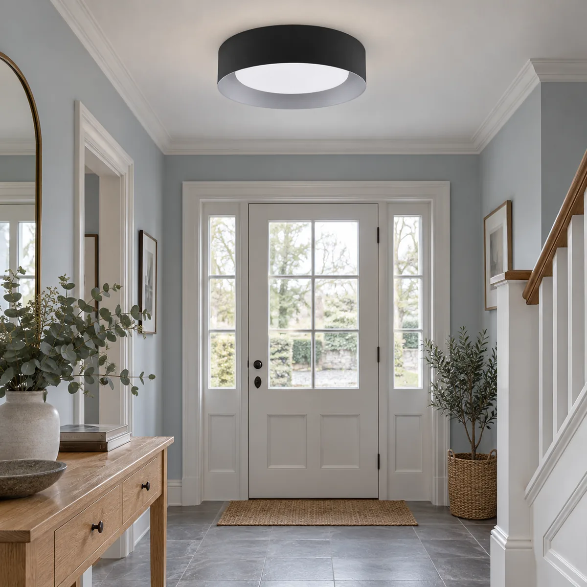 A Quiet Round Semi-Flush in Frosted Glass