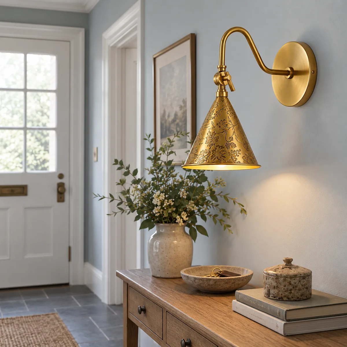 A Quiet Floral Cone for the Wall