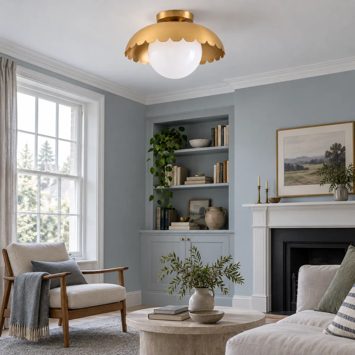 A Quiet Flush Globe for a Dry Ceiling