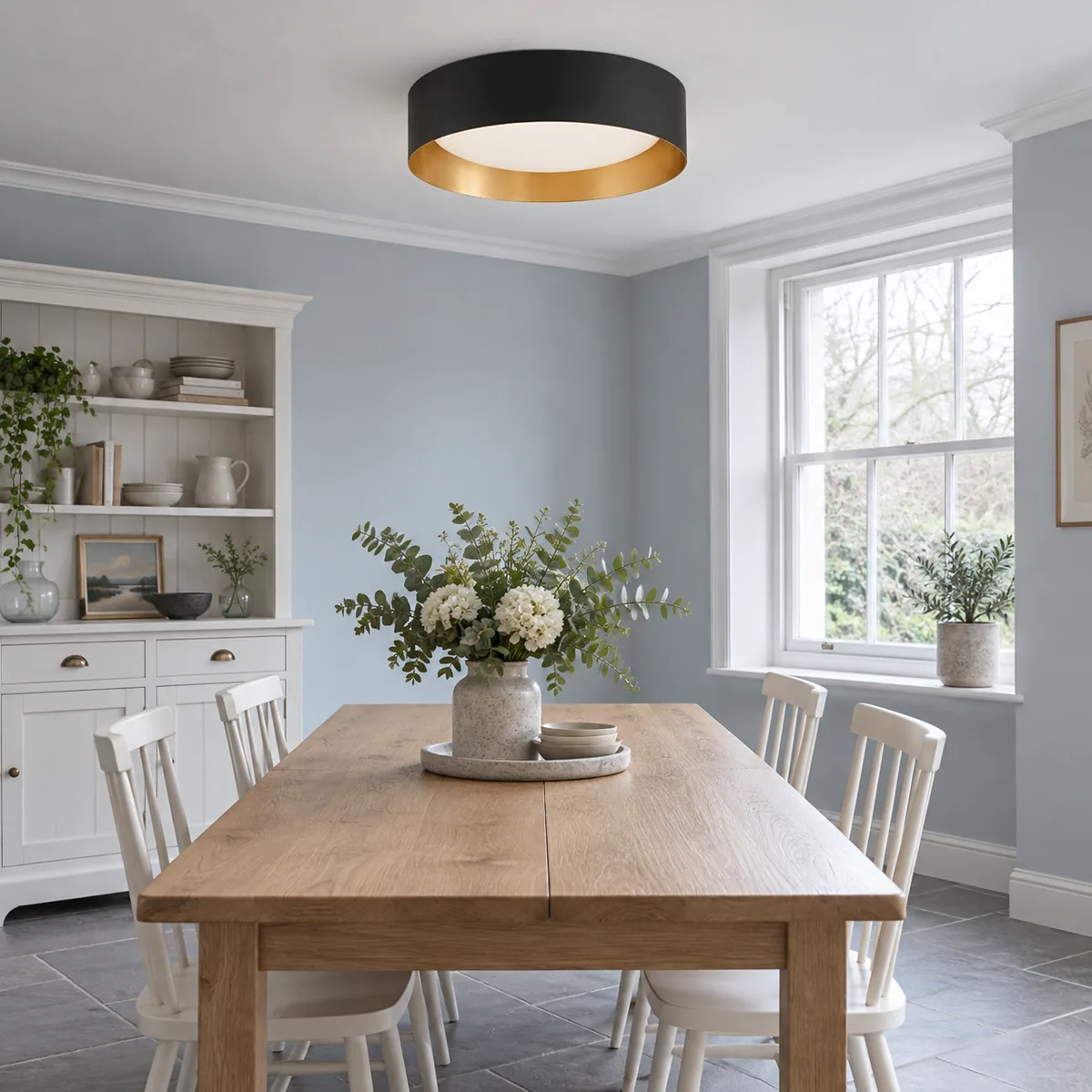 A Quiet Round Semi-Flush in Frosted Glass