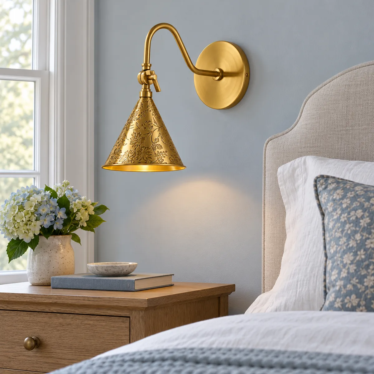 A Quiet Floral Cone for the Wall