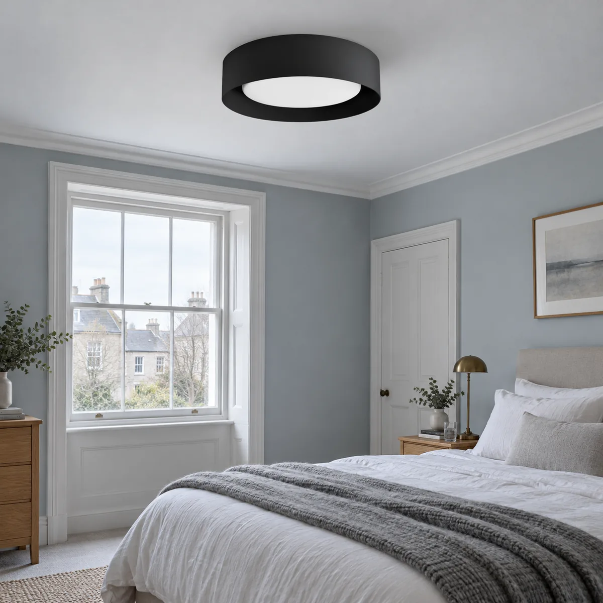 A Quiet Round Semi-Flush in Frosted Glass