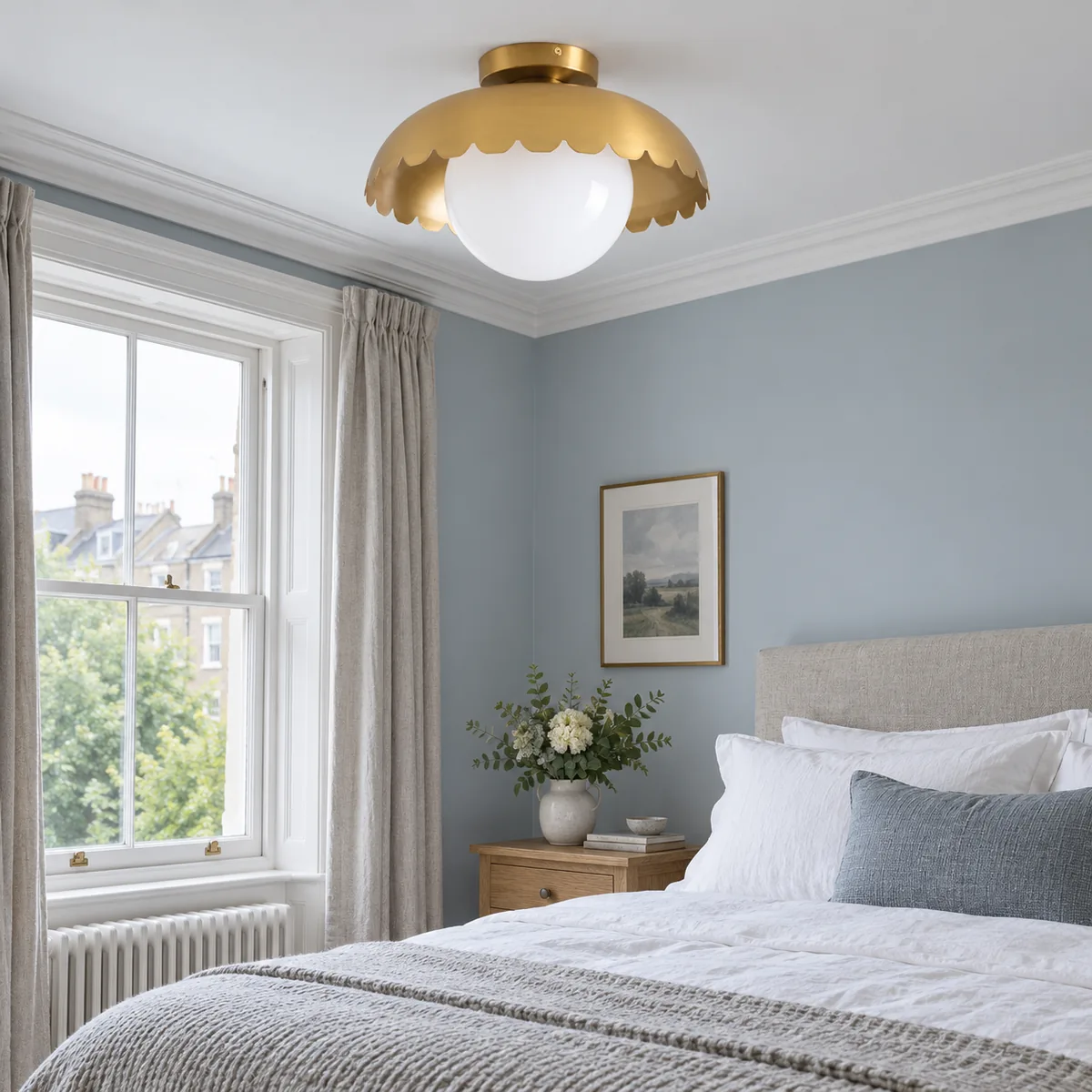 A Quiet Flush Globe for a Dry Ceiling