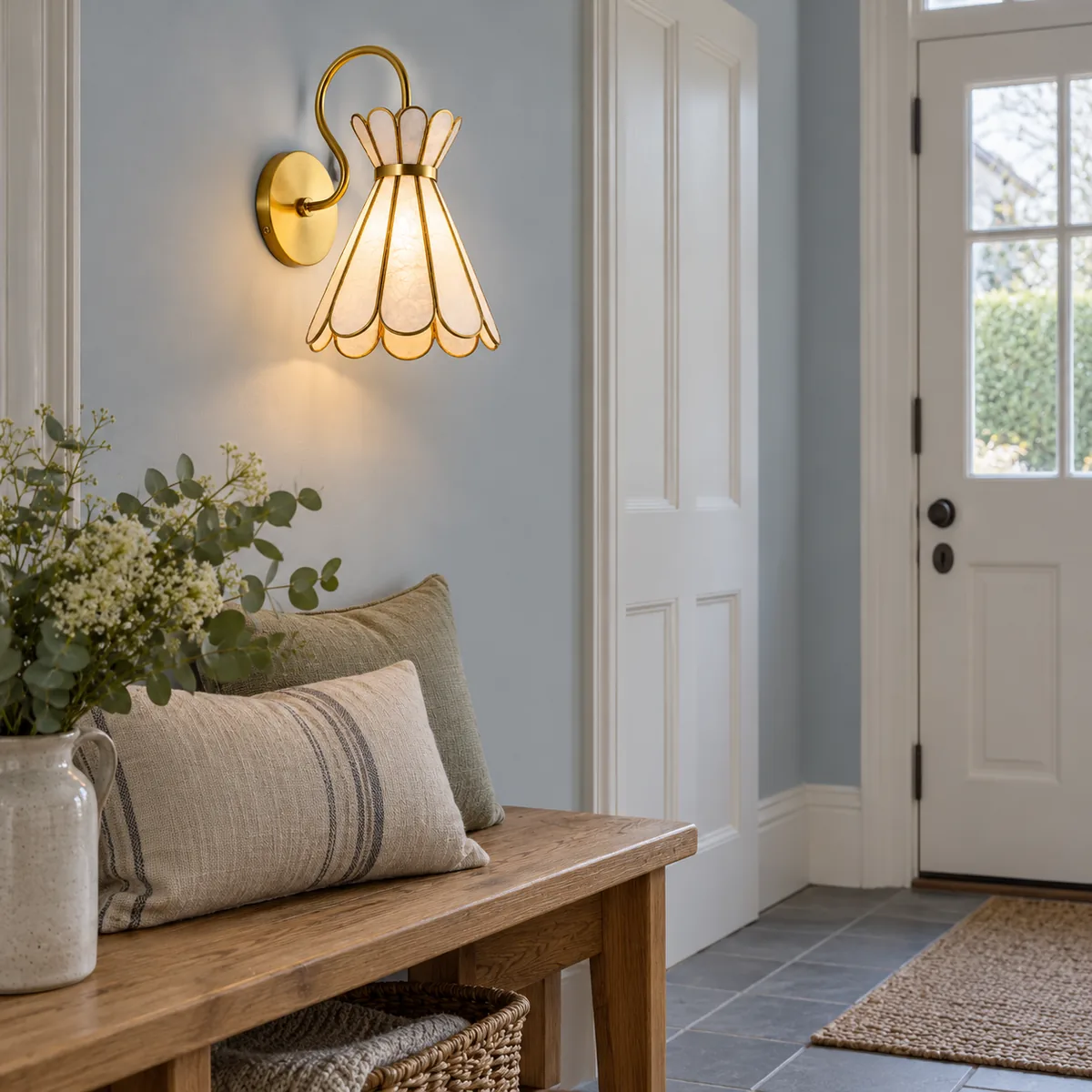 A Sculptural Wall Shade in Capiz Shell