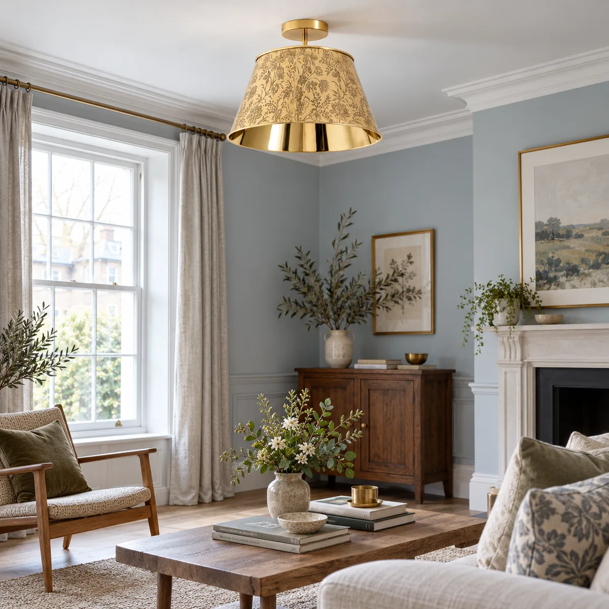 A Quiet Floral Flush for the Ceiling