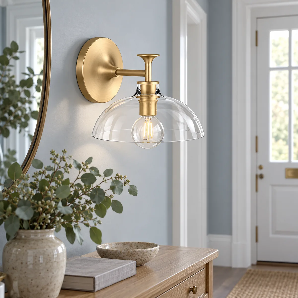A Quiet Vanity Bar with Glass Domes