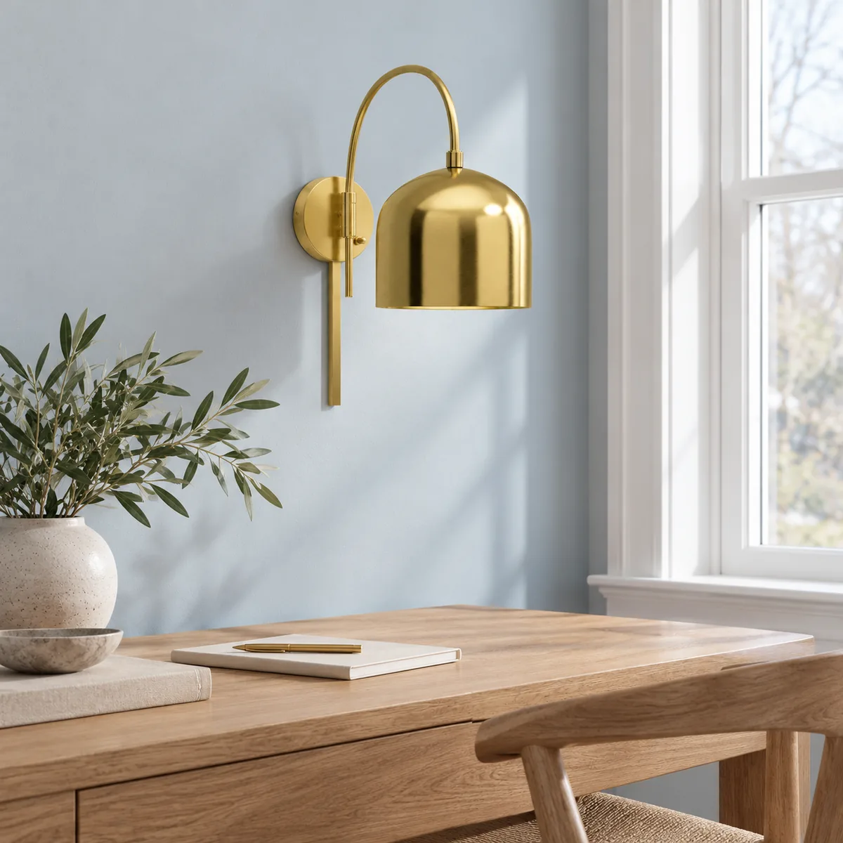 A Quiet Arched Sconce with a Dome Shade