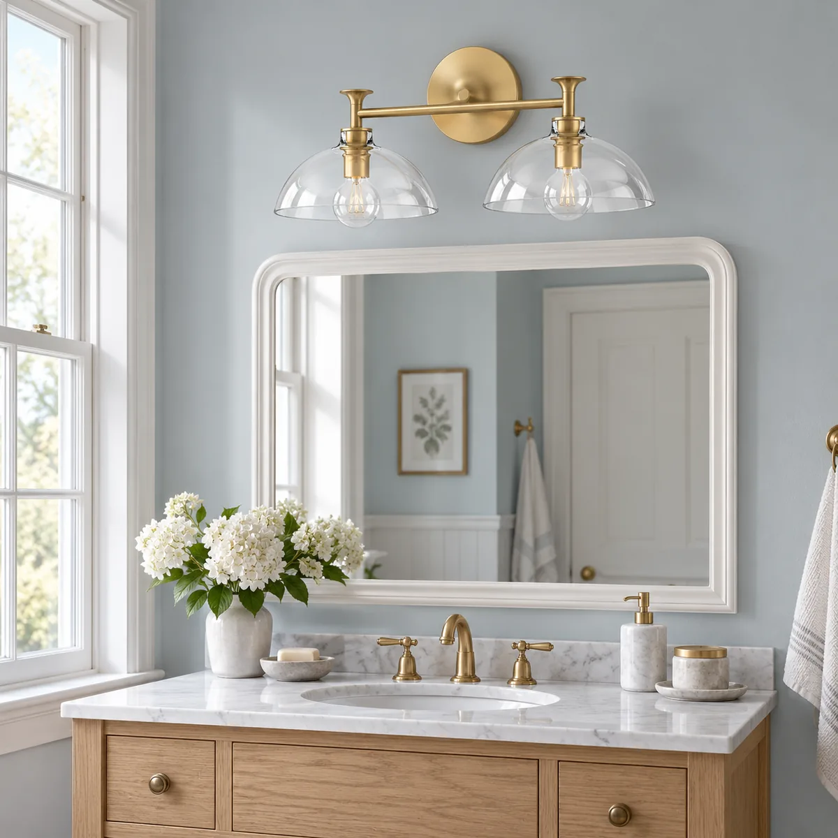 A Quiet Vanity Bar with Glass Domes