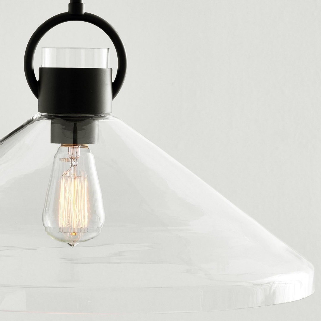 Black finish detail of the Orvessa Cone Pendant Light