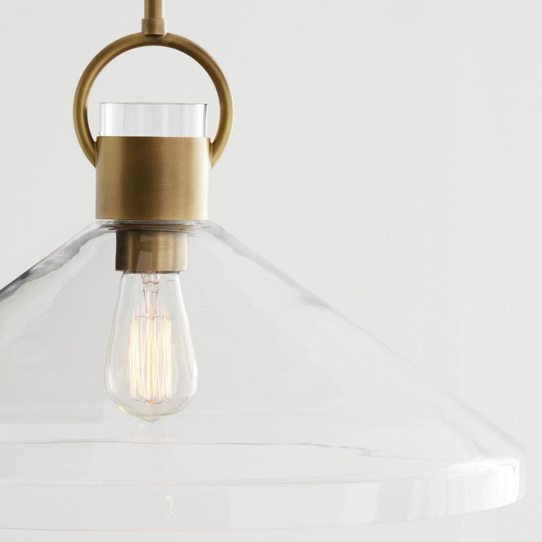 Brass detail of the Orvessa Cone Pendant Light