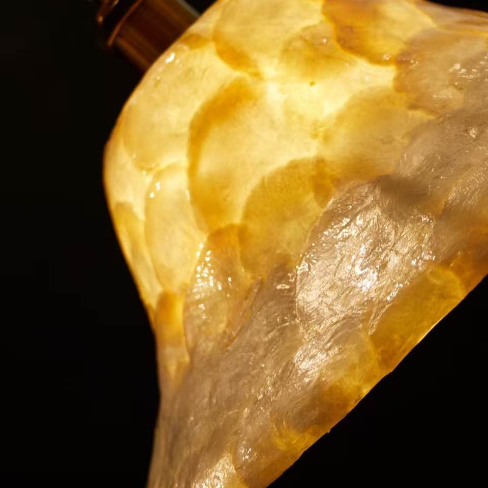 Warm illuminated Capiz shell detail