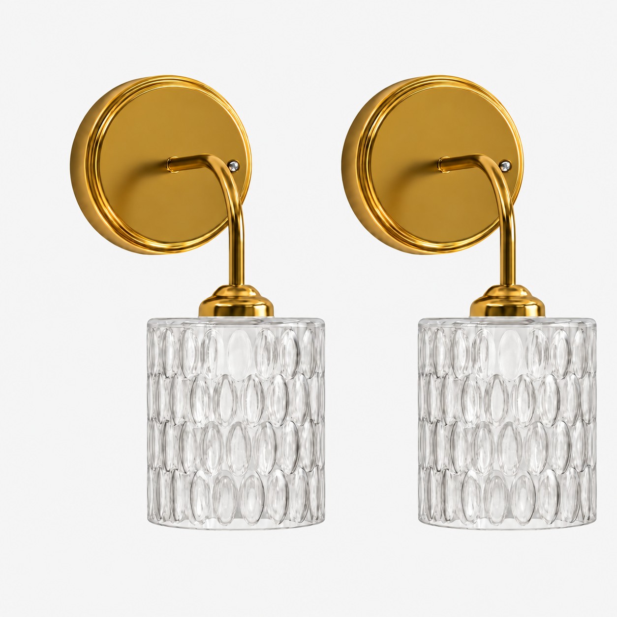 Clear hammered-glass wall sconce set of two